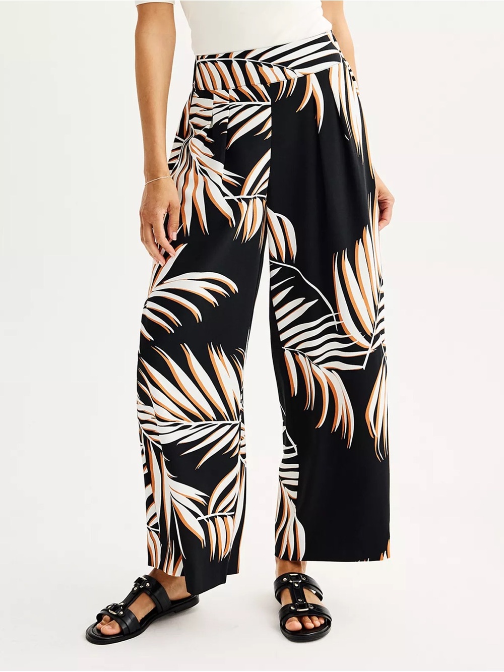 Nine West Tropical Soft Pull On Wide Leg Pants